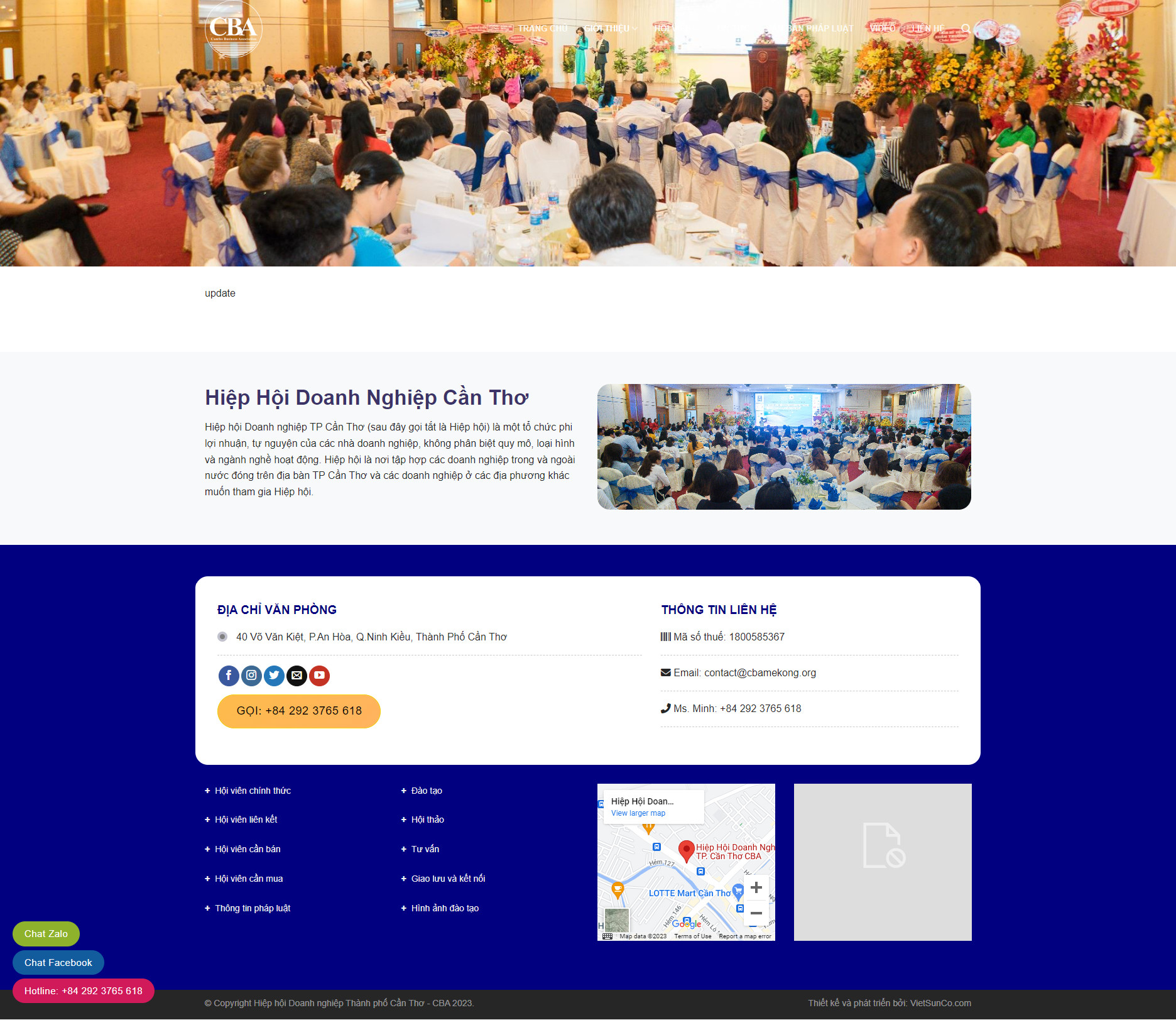 Dự án Website Hiệp hội Doanh nhân Thành phố Cần Thơ CBA