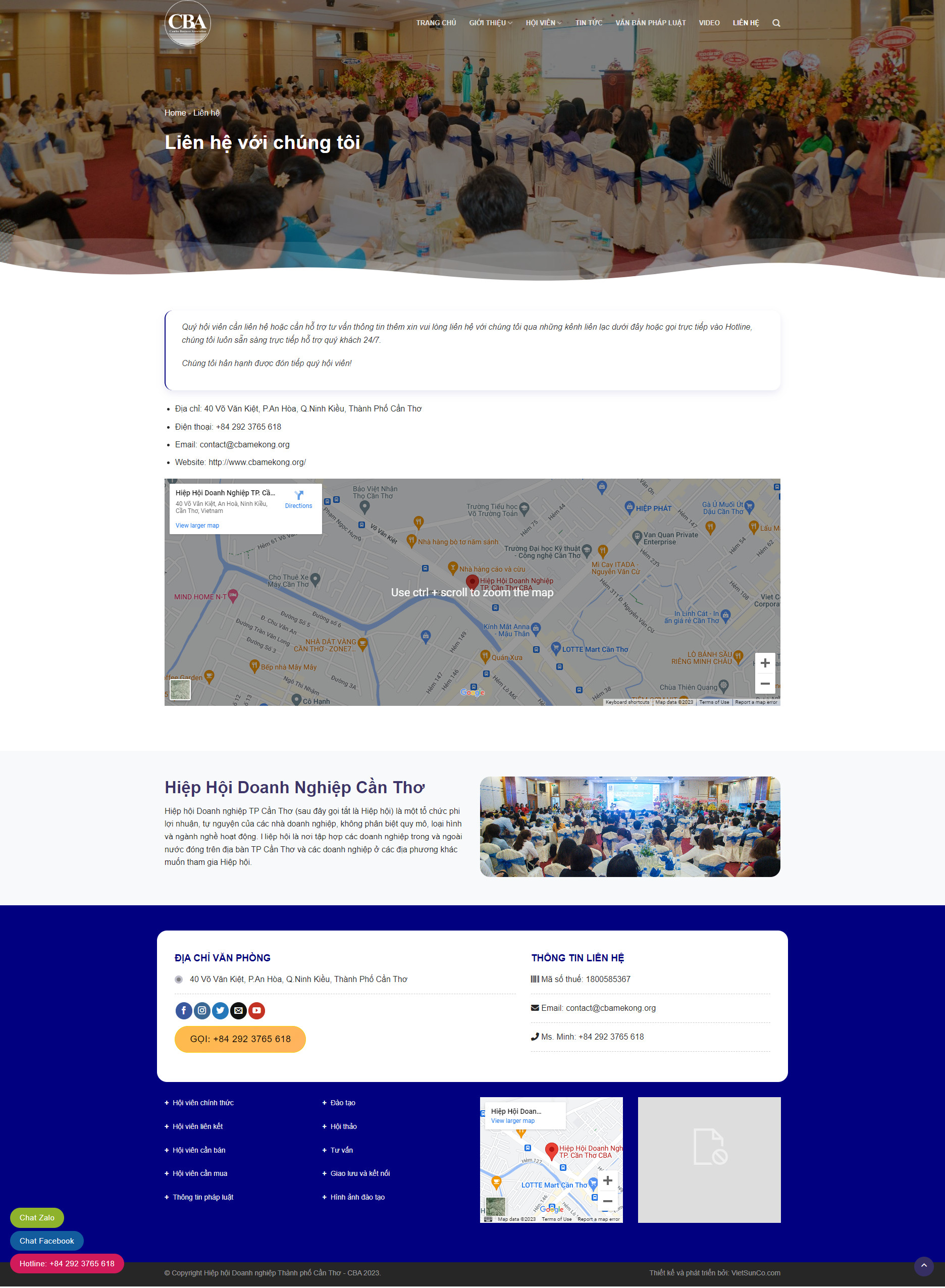 Dự án Website Hiệp hội Doanh nhân Thành phố Cần Thơ CBA