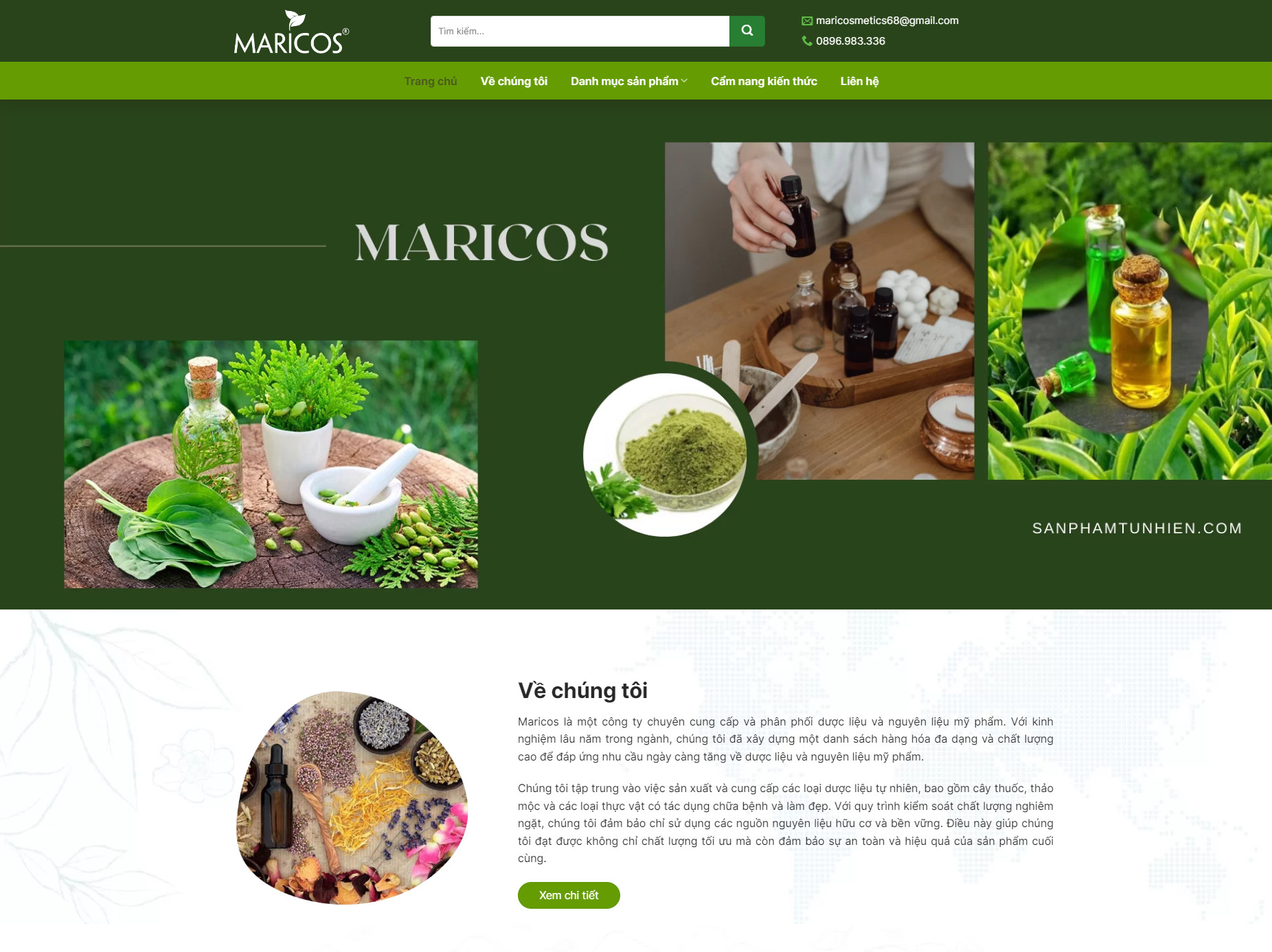 Dự án Website bán hàng Công ty TNHH Mỹ Phẩm Maricos