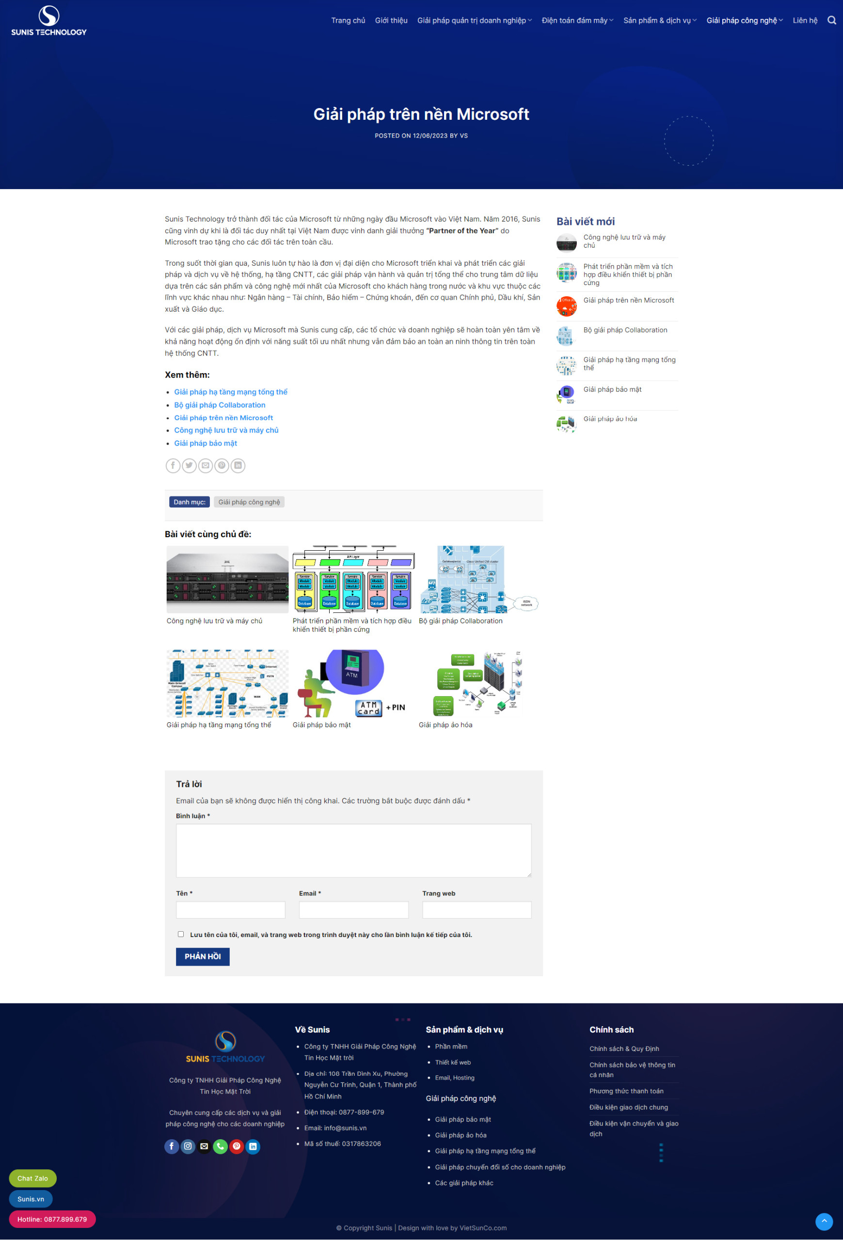 Dự án Thiết kế Website cho doanh nghiệp Sunis Technology